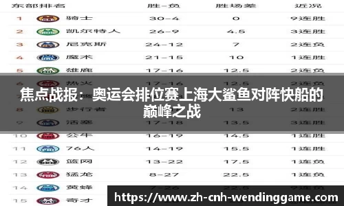 焦点战报：奥运会排位赛上海大鲨鱼对阵快船的巅峰之战